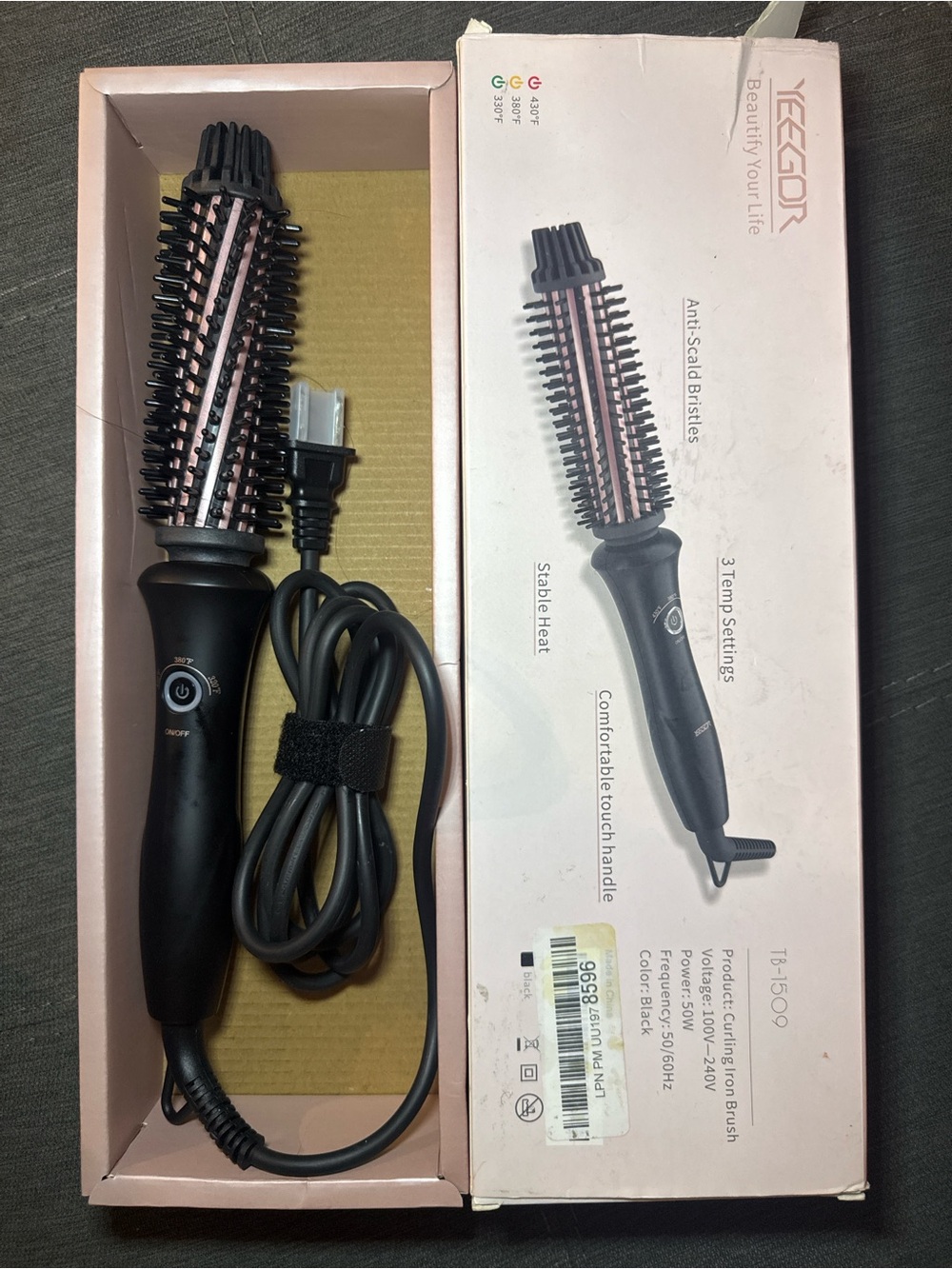 Pink and Black Hot Air Styling Brush - Women Hair Tool